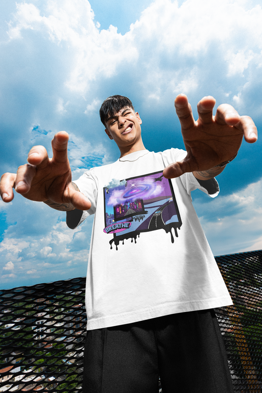 Breathe - Unisex organic oversized high neck t-shirt